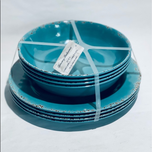 Tommy Bahama Dining Tommy Bahama Rustic Teal Blue Melamine Plates